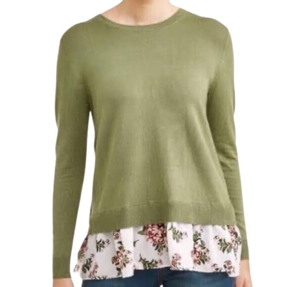 3/$20 Mock Layered Split Back Sweater, Green - Picture 2 of 10